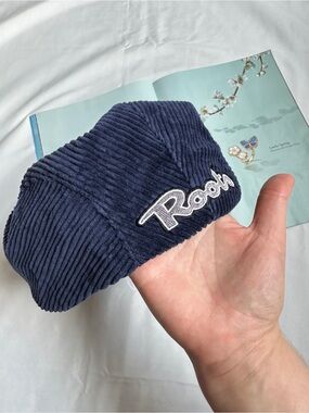 Roots Dark Blue Corduroy Cap with Script Patch